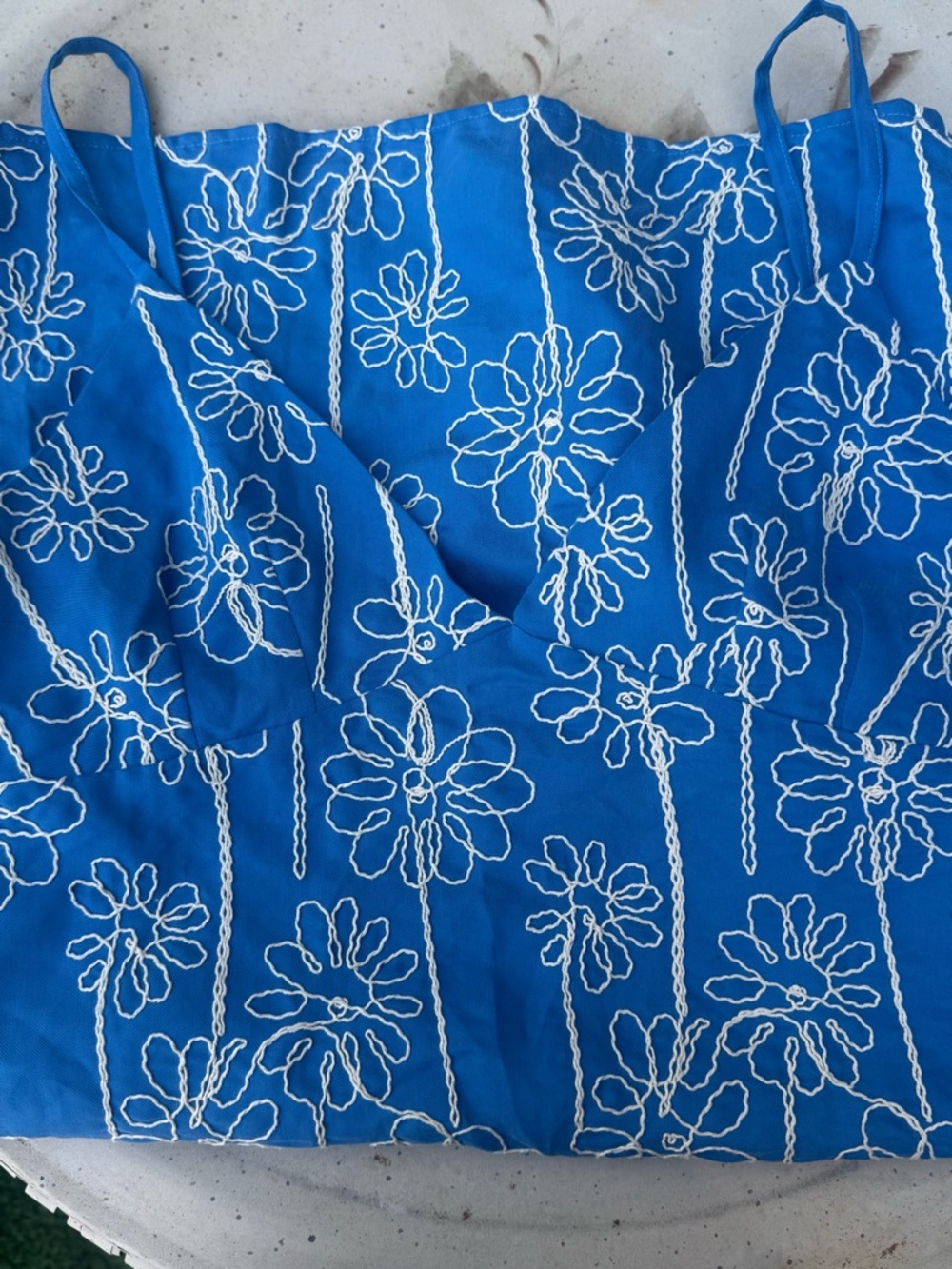 Blue floral embroidered mini dress NWT